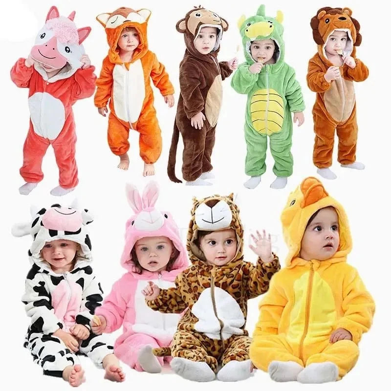 Baby Kigurumi Dragon Cow Monkey Animal Cosplay Costume Baby Girl Pajamas Winter Plush Jumpsuit for Toddler Boys 1 to 2 3 4 Years