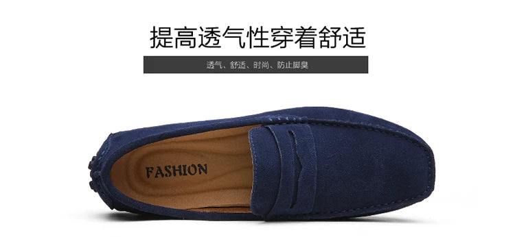 Men's Casual Fashion Genuine Leather Loafers Moccasins Slip-On Driving Shoes 38-50 Size Range Male Flats Comfort Footwear