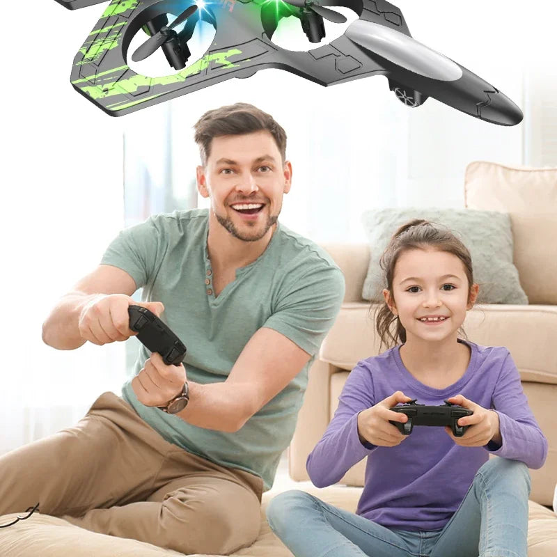 RC Fighter Airplane Mini Drone Remote Control Jet Plane Stunt Drone for Adults & Kids Toy with Light