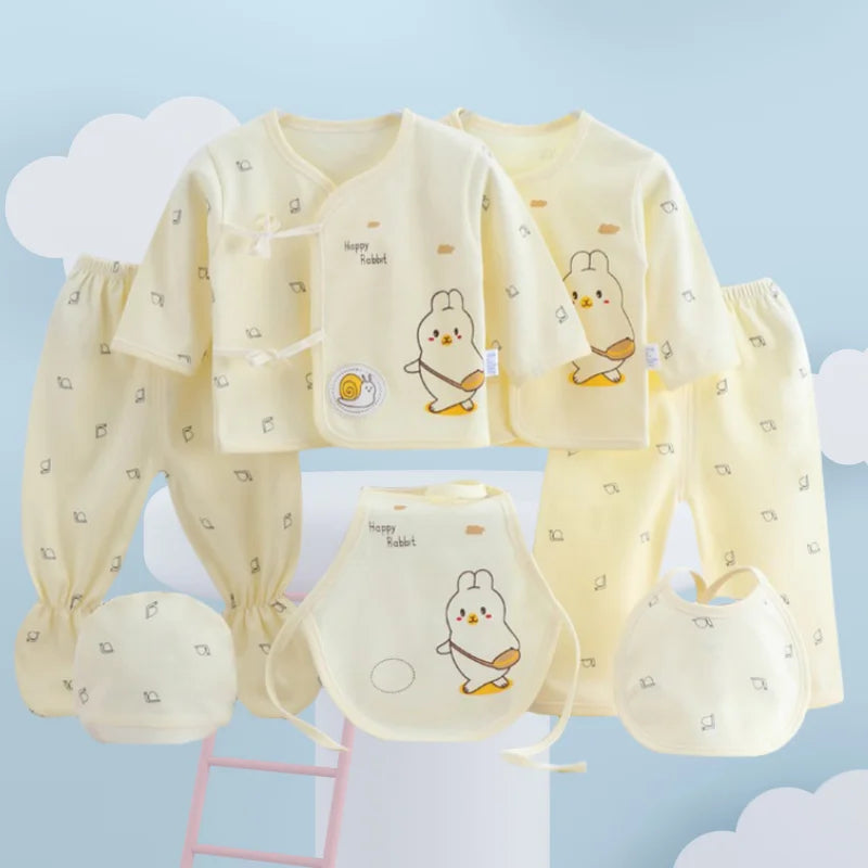 Baby Girls Clothes for Newborn 100% Cotton Tops and Hat and Bibs and Pants Set 0 to 3 Months