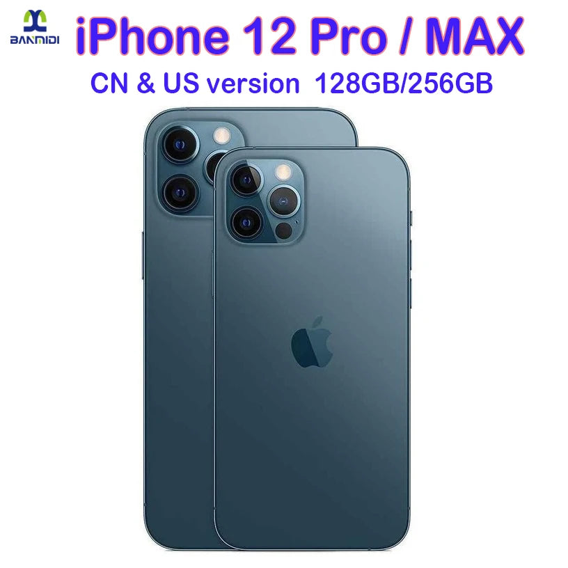 100% Original iPhone 12 Pro 6.1" & 6.7" iPhone 12 Pro Max Smartphone Unlocked 128GB/256GB ROM IOS A14 Face ID 5G Cellphone