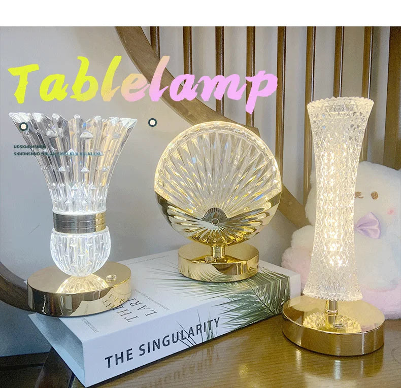 Modern Crystal Table Lamp Bedroom Bedside Light Touch Control Night Light Romantic Ambient Lamp For Home Decor