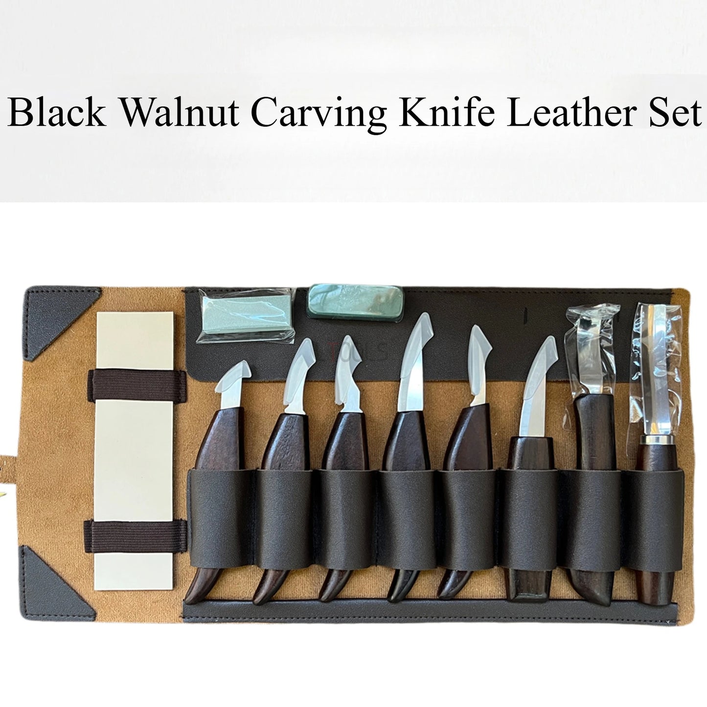 Woodworking Tools Professional Square Handle Woodcarving Vintage Leather Set 12 Pieces Furniture Detail Relief Project Essential