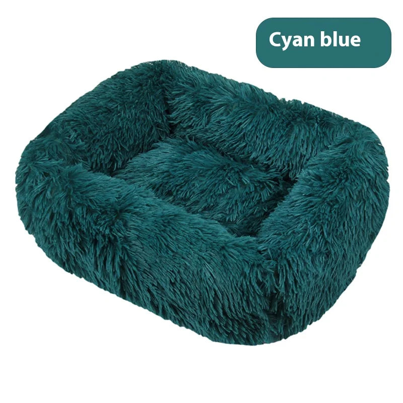 Square plush pet bed, provides warmth in winter, suitable for cats and dogs, can be used as a mattress, pet supplies