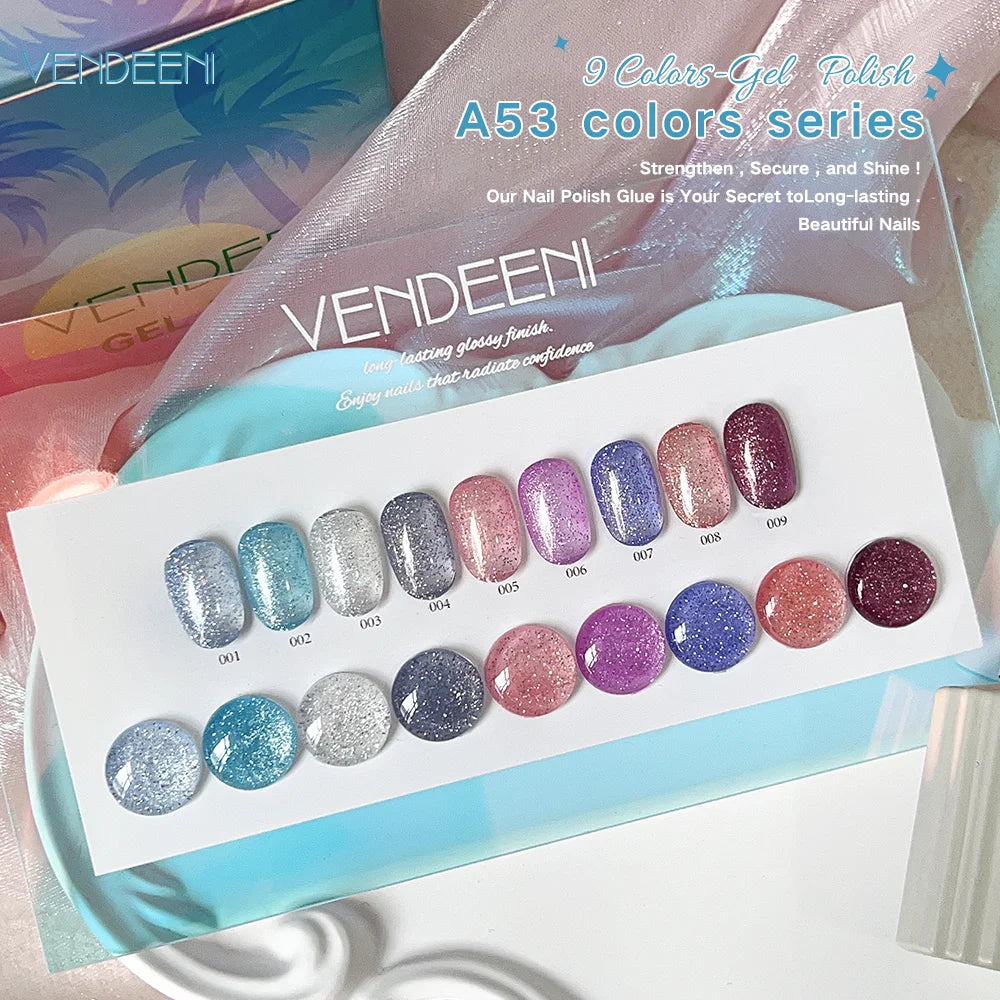 Vendeeni TPO HEMA Free 2025 Hot Sale High Quality 9-Color Nail Gel Polish Set Non-Toxic UV Gel Nail Art Kit for Nail Salon