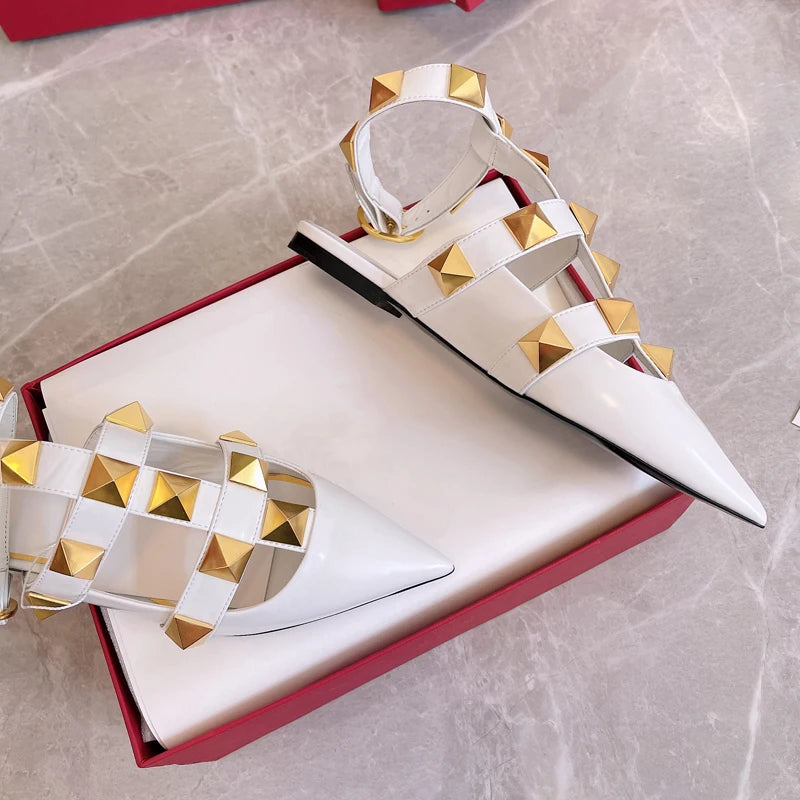 Women's Fashion Rivet High Heels 2023 Spring/Summer New Baotou Sandals Pointed Single Shoes