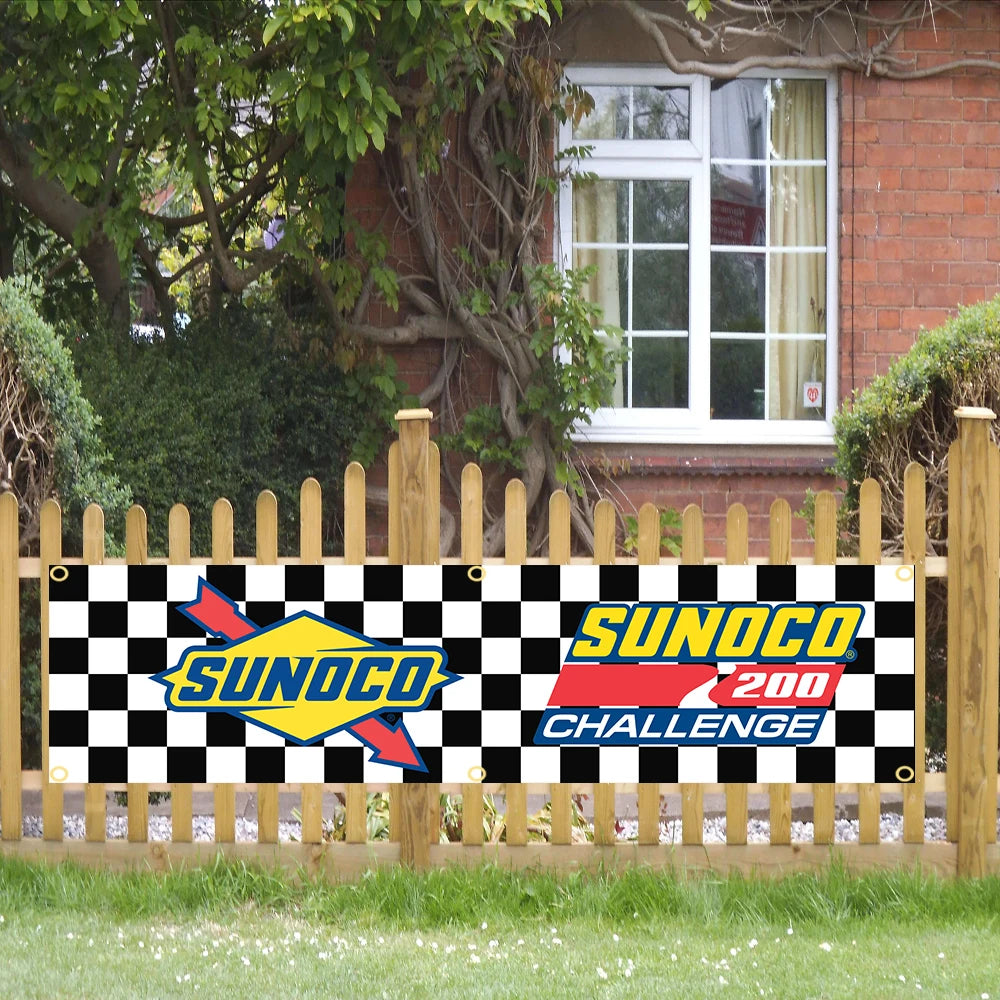 60X240cm Sunocos racing car Banner Flag Polyester Printed Garage or Outdoor Decoration Tapestry
