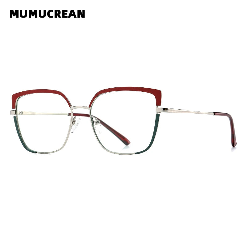Fashionable anti-blue light glasses for women with a spring-legged metal frame in two colors; suitable for myopia.