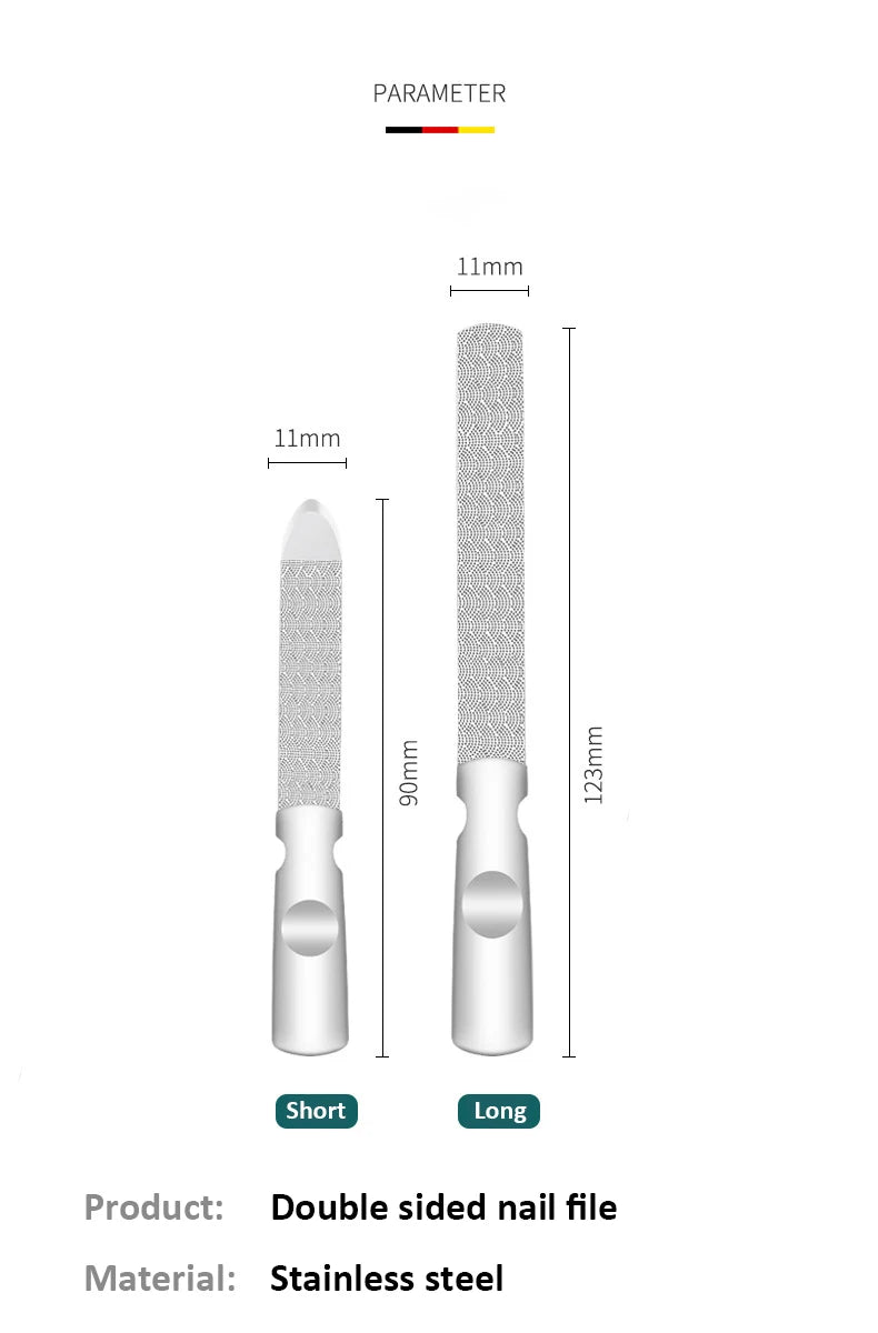 1Pcs Stainless Steel Nail Files High-Quality Double SidedManicure Pedicure Grooming For Professional Finger Toe Nail Care Tools