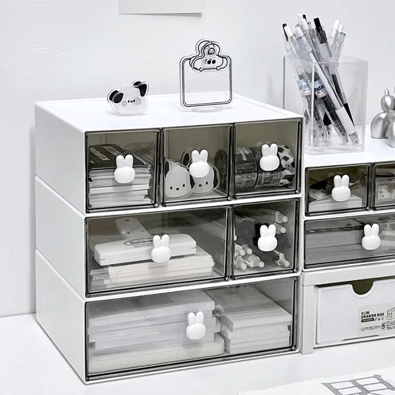 Desk Organizer 3 Layers Desktop Storage with Drawer Organizer Large Capacity Drawer Hairpin Makeup Cosmetics Jewelry Storage Box