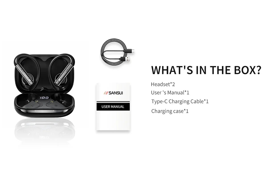 Sansui In-Ear OWS Bluetooth 5.4 Earphones Air Conduction Sports Wireless Headphone High Quality Bluetooth Headset with Smart app