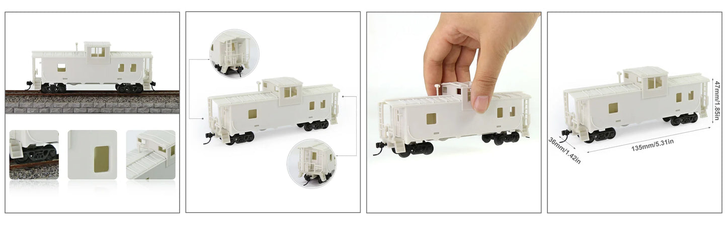 Evemodel 1pc HO Scale 1:87 Blank Unassembled 36' Wide Vision Caboose Model Wagon C8763JJ