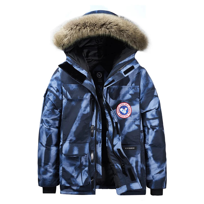 -30 C FIT Plus Thick Velvet Down & Parka coat 6XL 7XL 8XL  winter jacket men waterproof windproof chaquetas hombre