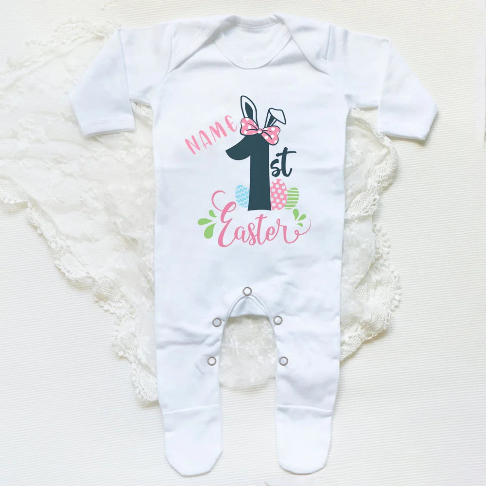 Personalised First Easter Sleepsuit 1st Easter Babygrow New Baby Gift Newborn Boys Girls Easter Rabbit Romper Clothing