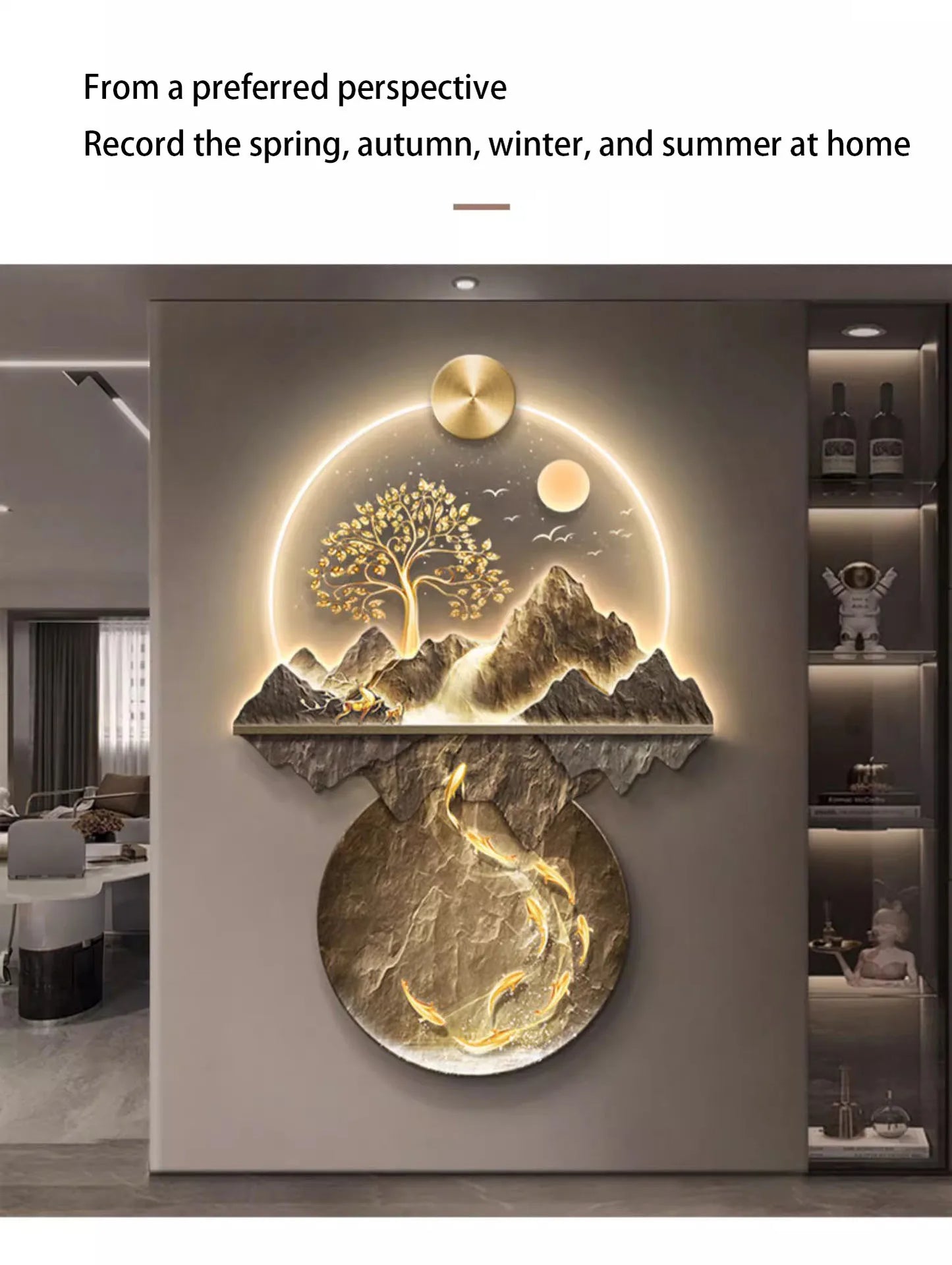 Background Landscape Painting Wall Lamp Chinese Creative Living Room LED Decor Light Corridor Remote Control Lighting Wall Lamps
