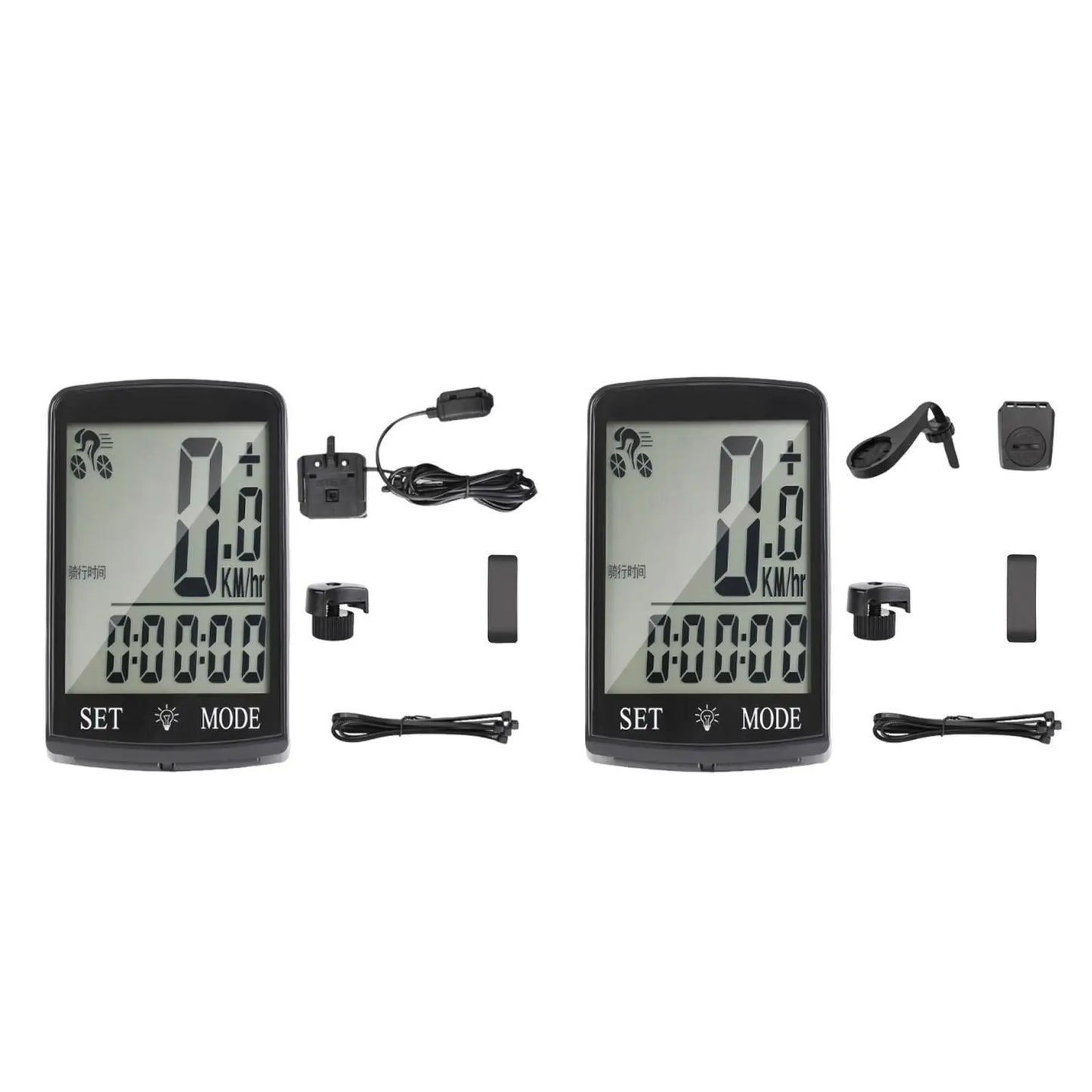 Bike Computer with 3'' Large LCD Display Compact Cycling Computer Odometer
