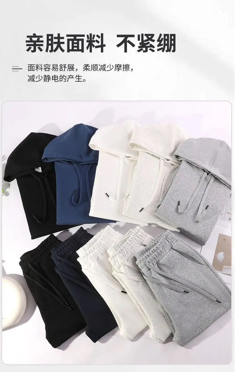 2026 Men's New Straight-Leg Casual Suit Trendy Hooded Sweatshirt and Sweatpants Loose Fit Versatile Casual Autumn Sports Suit