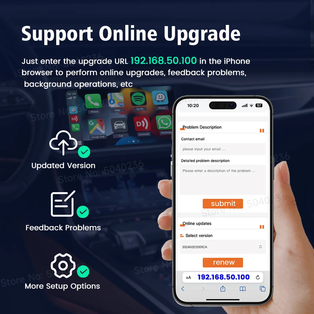 CarlinKit Mini 5 CarPlay Wireless USB Dongle Plug &Play Split Screen Wired To Wireless Adapter For Benz Kia Volvo Mazda MG Ford