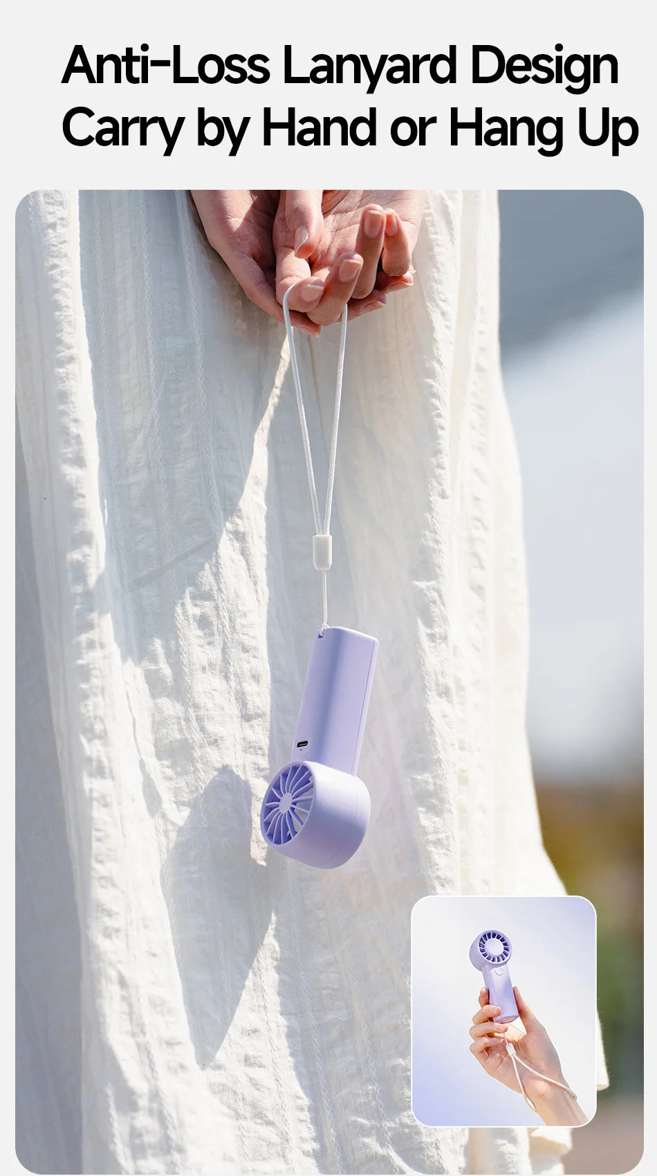 Mini Fans 3 Speed Adjustable Small Handheld Fan Type-C Rechargeable Build in 500mAh Battery for Office Camping Travel Outdoor