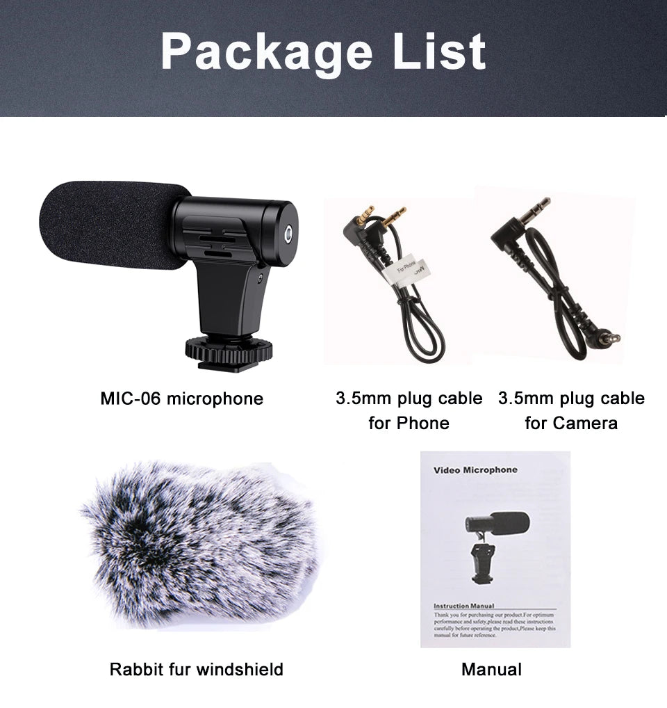 MAMEN Video Recording Microphone with ConyHair Windshield 3m Distance Cardioid Pickup for Camera Phone Livestream Vlog Interview