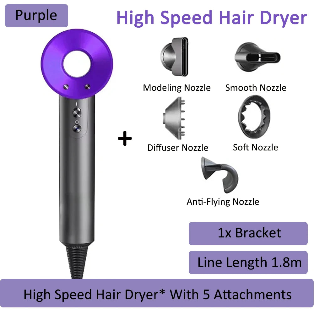 7 in 1 Professional Hair Dryer with Hot and Cold Air Functionality Negative lon Blow Quick Dry Leafless Salon Home Hairdryer ﻿