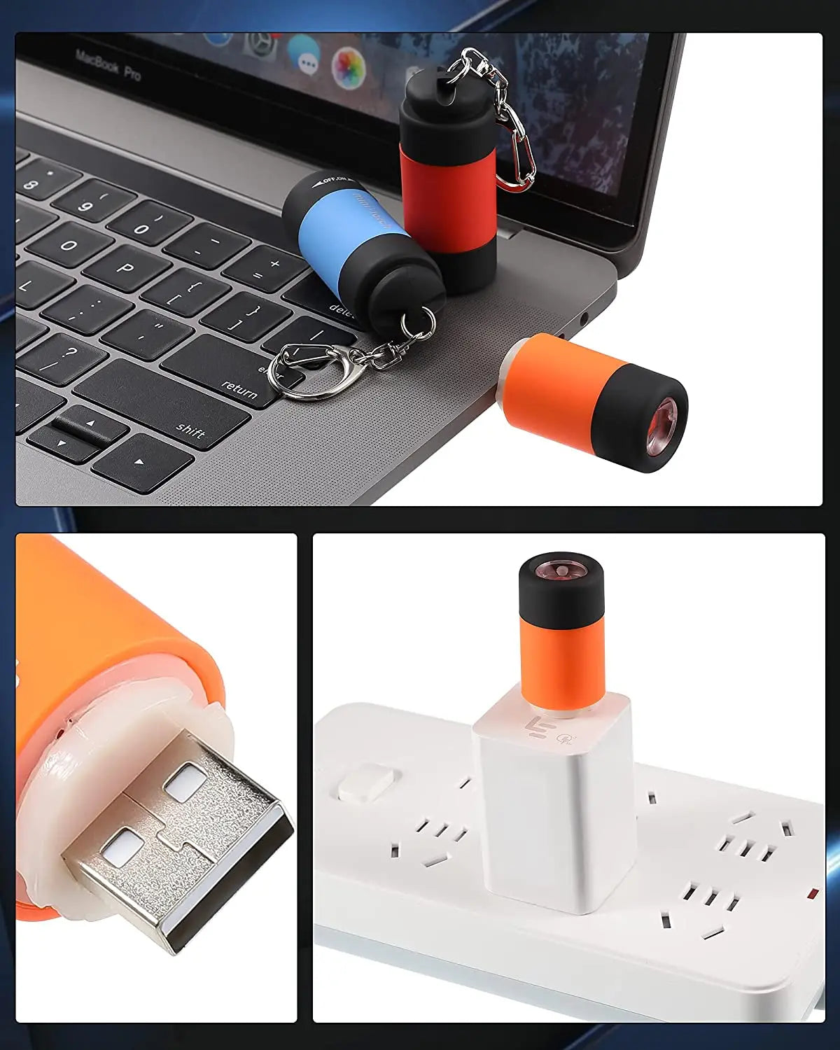 3/1pcs LED Mini Torch Light USB Rechargeable Flashlight Outdoor Waterproof Keychain Torches Lights For Hiking Camping Lighting