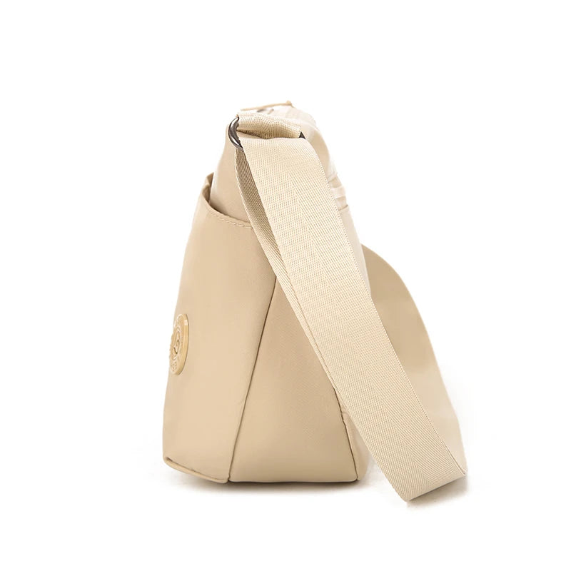 Women Crossbody Bag Multi-Pocket Organizer Lightweight Nylon Wide Strap Messenger Purse Commute Travel Outdoor Solid Minimalist