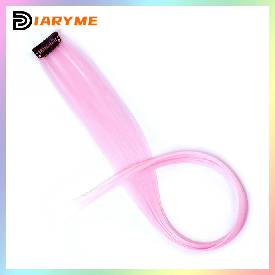 Colorful Hair Extensions Curly One Clip in Synthetic Long Hairpiece For Girls Women Kid Multi-colors Party Highlights Wig Piece