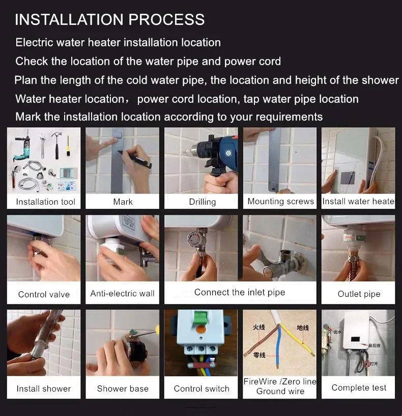 Intelligent Electric Water Heater Tankless Water Heater Household Fast Hot Bath Machine Apartment Hotel Bathroom Hot Shower