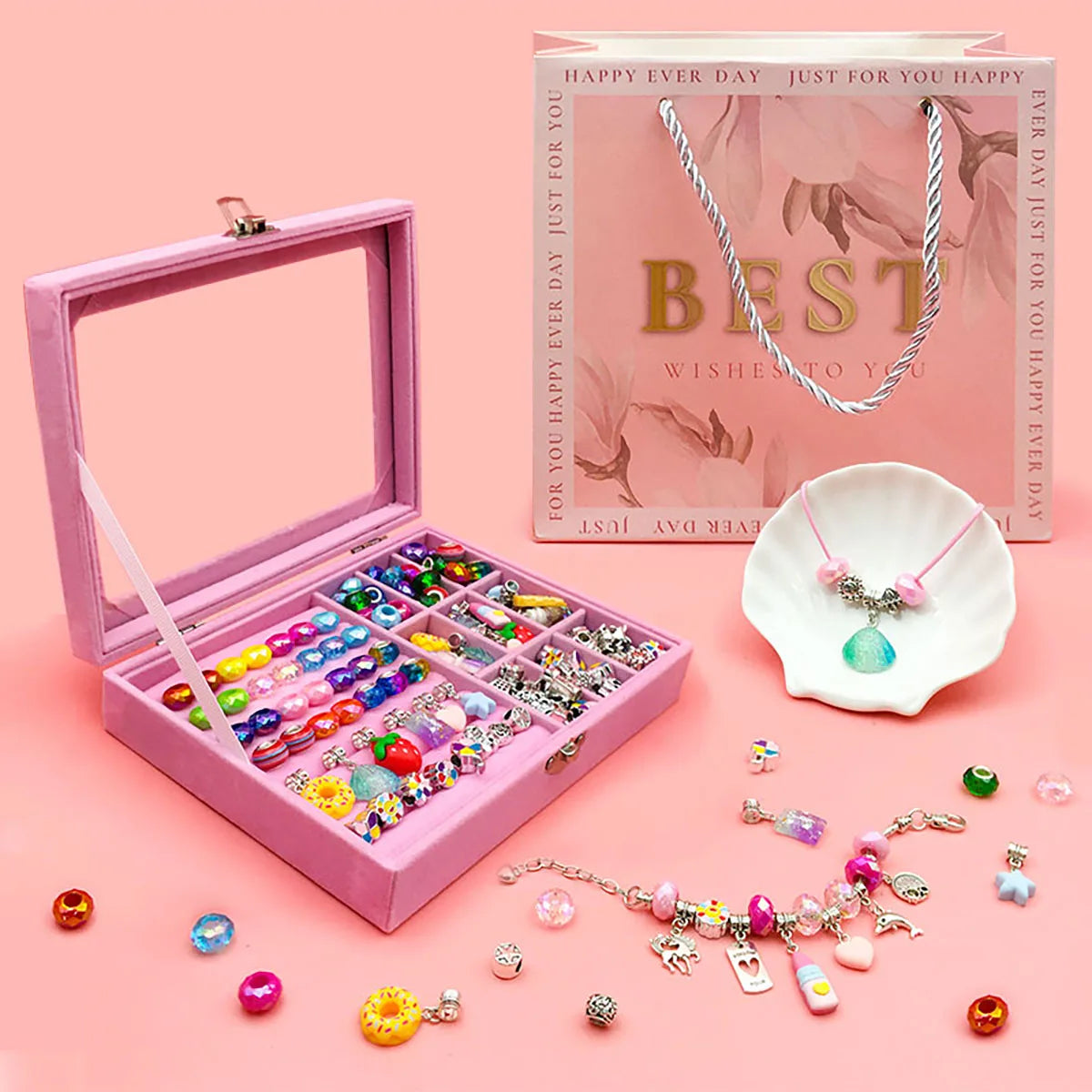 Charms DIY Bracelet Jewelry Making Kit, Jewelry Beads Pendants, Snake Chains Necklace, Gift Box, Perfect Gifts