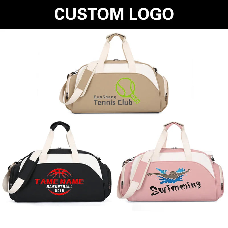 Fitness Bag Custom Logo Dry Wet Separation Travel Bag Personalized Sports Bag DIY Name Gym Bag