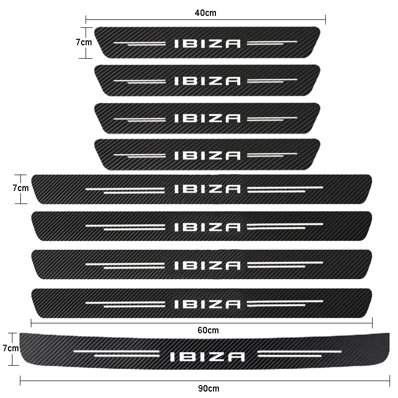 Carbon Fiber Car Door Threshold Sill Protector Trunk Stickers For Seat IBIZA Car Accessories