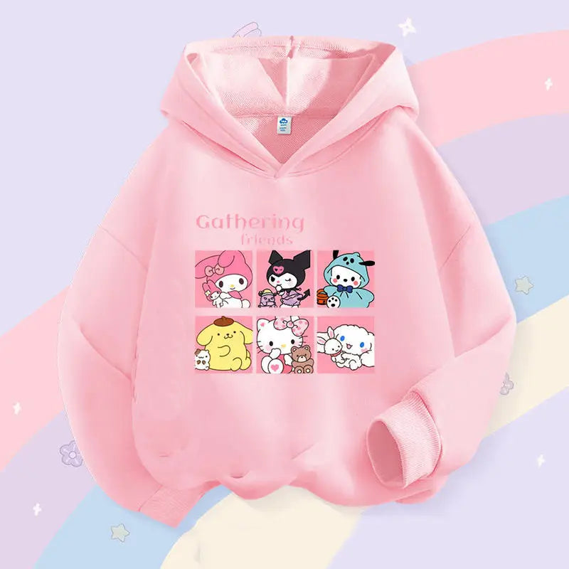 Sanrio Children's Hoodie, Children's Hoodie, Girls' Kuromi Cute Autumn and Winter Warm Children's Hoodie