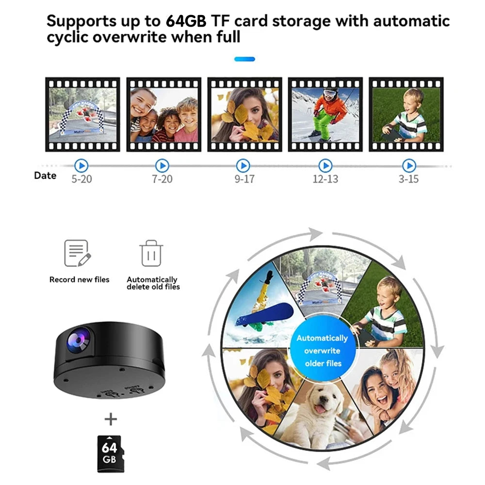 HD 1080P Mini Camera Smart Camera Home WiFi Camera Home Night Vision HD Camera with Abnormal Reminder Function