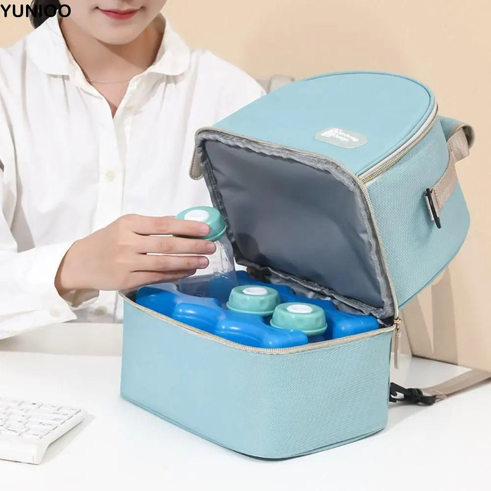 Multifunctional Maternity Backpack Double Layer Lightweight Breastmilk Cooler Bag Large Capacity Portable Lunch Bag Women Kid