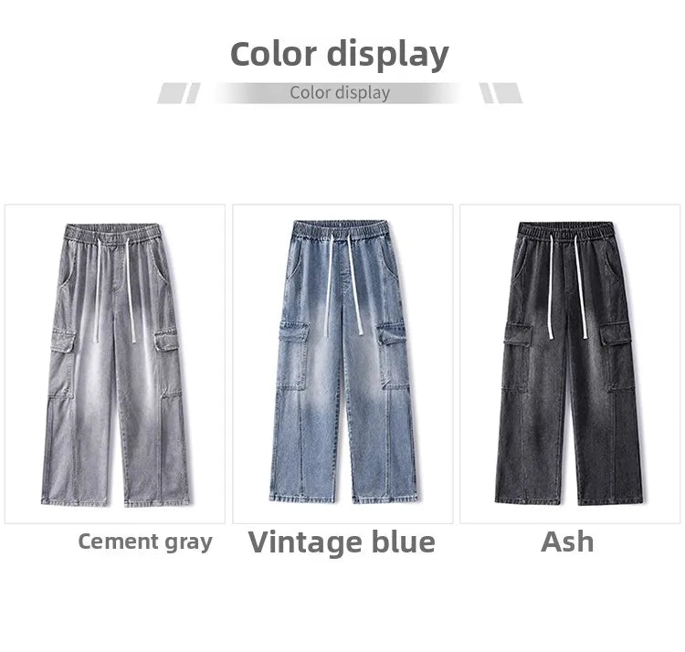 2025 Spring and Summer Men's Jeans Comfortable Versatile Workwear Military Straight Jeans Men's Fashion Trend Classic Style