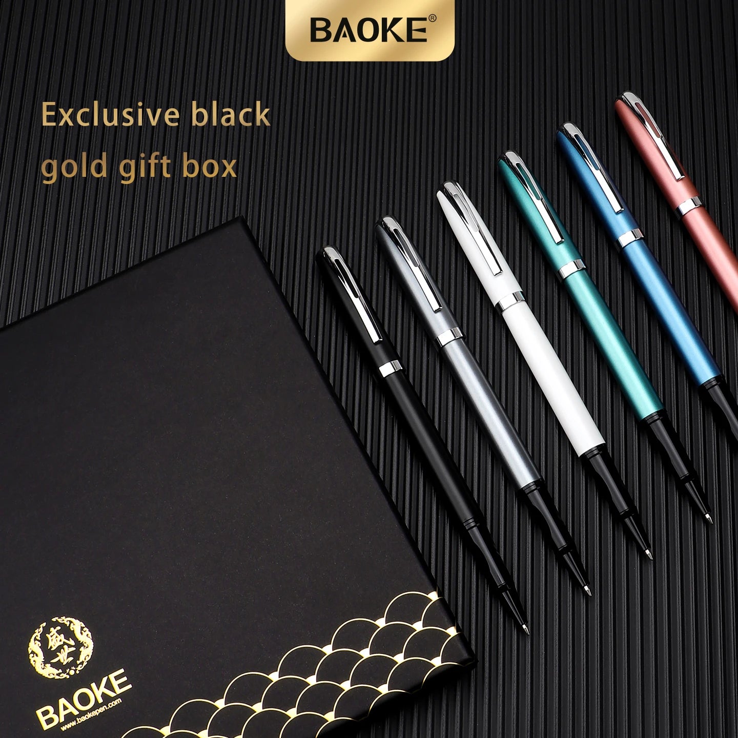 BAOKE PM180 Luxury 0.7mm Metal Gel Ink Pen Set Black Ink 6 Barrel Color Smooth Writing Bullet Tip For Office , Gift，Writing