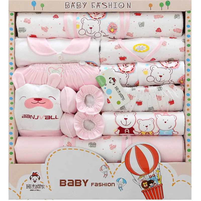 18 Pieces/Set Newborn Baby Set Boy Clothes Four Seasons 100% Cotton Infant Suit Girl Clothes Outfits Pants Kids Clothes Bibs Hat