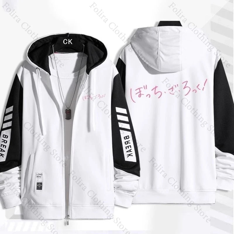 Anime BOCCHI THE ROCK! Series Print Hoodie Men Women Autumn Winter Clothing Zip Coat Casual Daily Wear Men's Hoodies