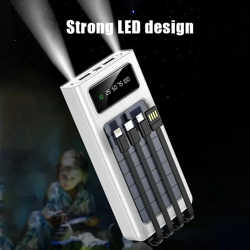 VIVO 5000000mAh Solar Power Bank Portable High Capacity Fast Charge External Battery with Flashlight Powerbank for All Phones