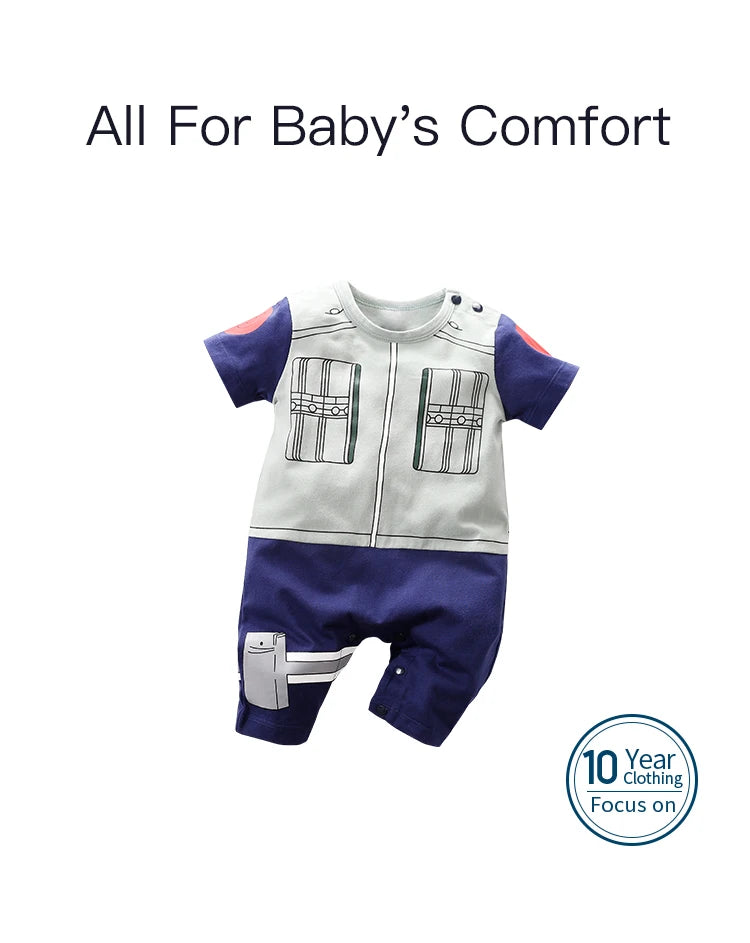 Newborn Clothing Handsome Anime Role Play Cotton Comfortable Soft Boys And Girls 0-18 Summer Short Sleeved Baby Jumpsuit