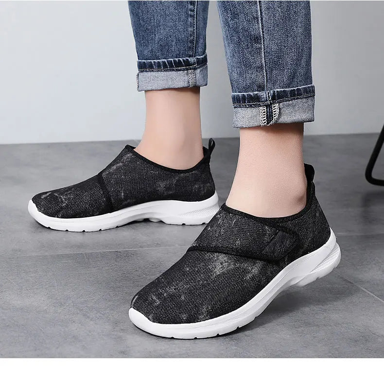 Women Mesh Shoes Summer Sports Black Outdoor Comfortable Loafers Monk Sneakers Girls For Walking Flats Mother Gift
