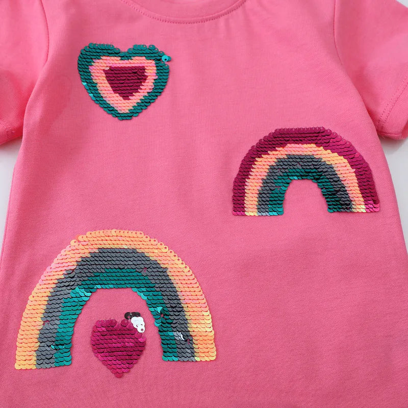 Jumping Meters 2-7T Animals Print 100% Cotton Baby Girls Tees Cotton Summer Toddler Clothes Kids Tops Children's Tshirts