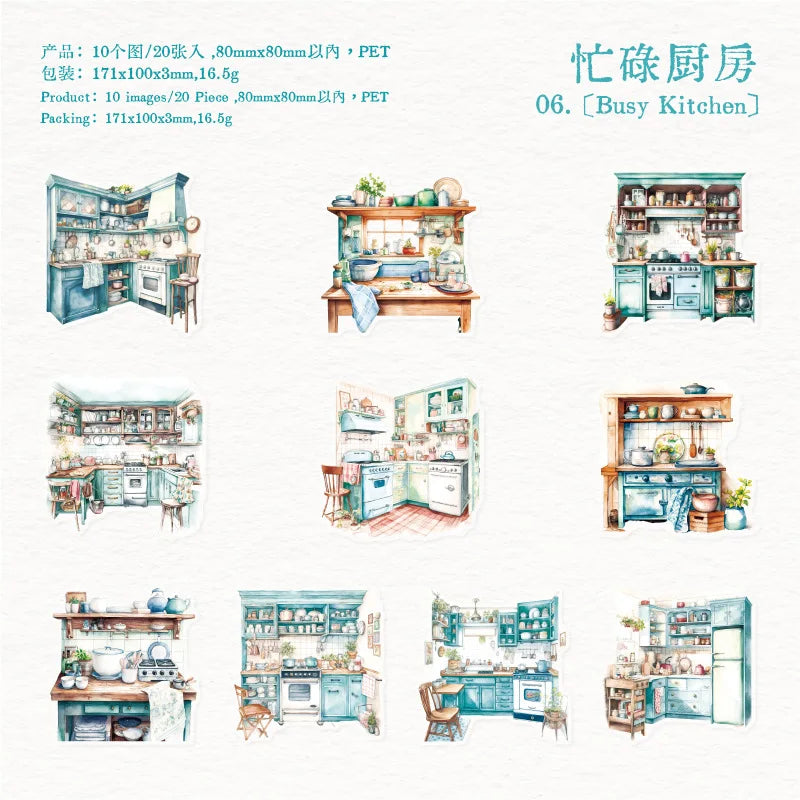 20pcs/lot Kawaii Stationery Stickers everyday household chores sticker pack DIY Craft Scrapbooking Album Junk Journal