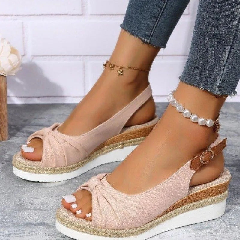 2026 Women Fashion Sandals Open Toe Casual Wedge Platform Shoe Soft Sole Light Work Shoes Large Size Flat Comfortable Beach Shoe