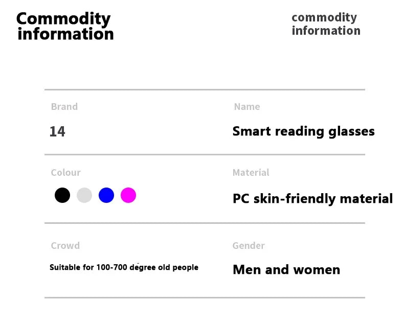 New Anti Blue Ray Reading Glasses Smart Automatic Zoom Reading Glasses Autofocus Power +1.0(100) ~ +7.0(700) Half-Rim Unisex