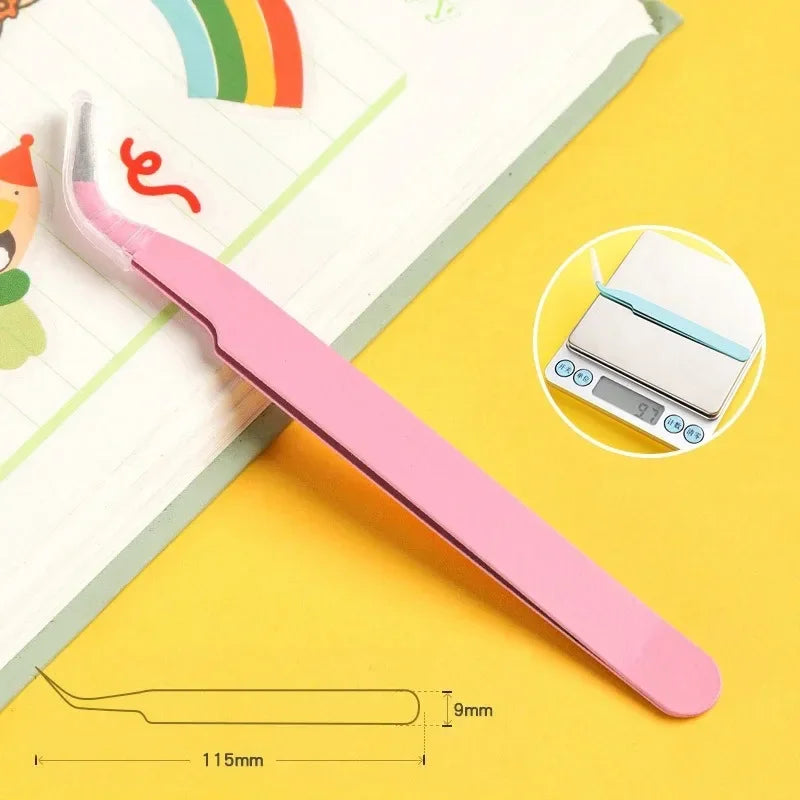 Color Eyelash Comb Tweezers Carbon Steel Professional Pincet Lashes Extension Tweezers False Eyelashes Applicator Makeup Tools