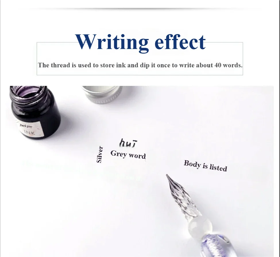 Embedded flower glass pen set, colored dipping pen, street vendor gift box, signature pen, glass pen gift