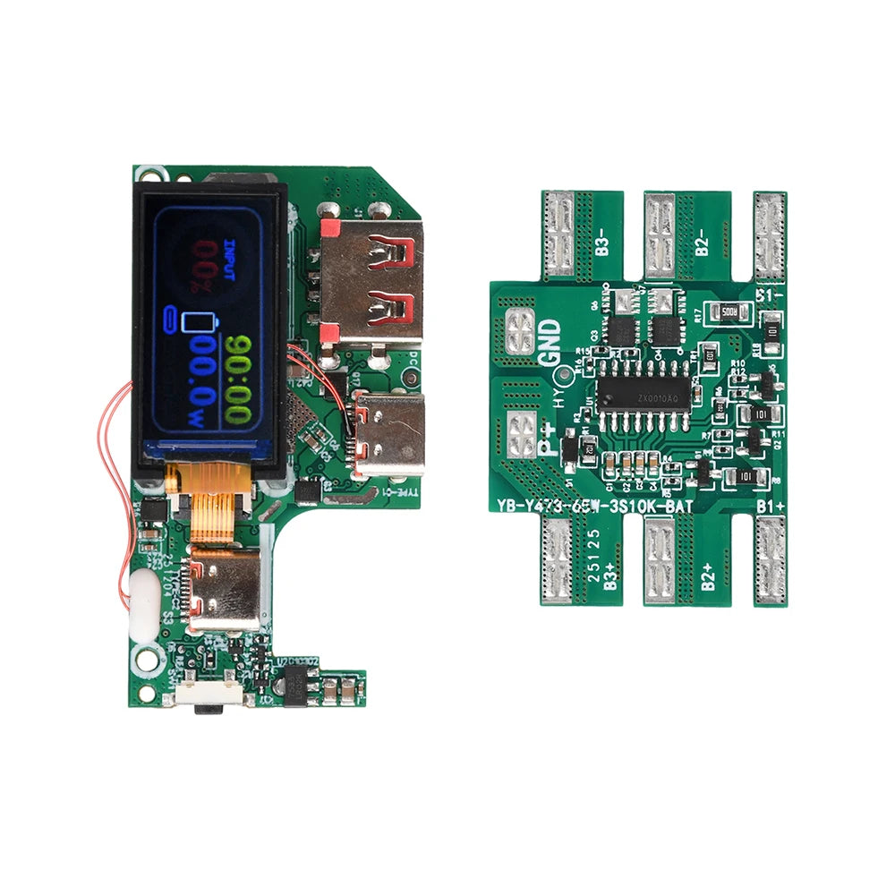 45W 2S 65W 3S Fast Charging Module with TFT Display PD QC Compatible DIY Power Bank Circuit Board for Portable Chargers