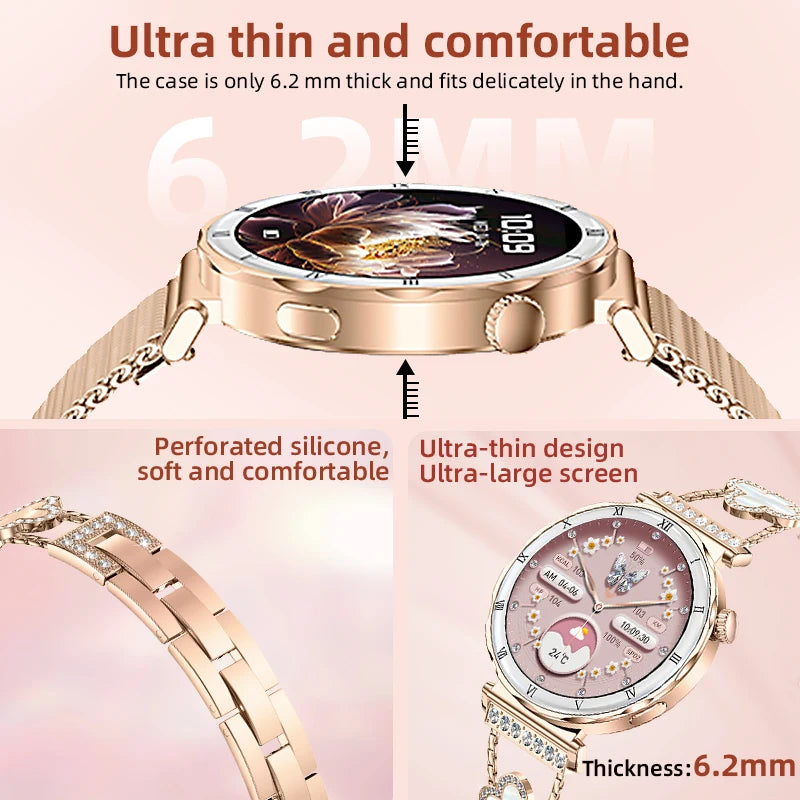 LIGE 1.19"Ultra-Slim AMOLED HD Display Fitness Tracker Smartwatch Bluetooth Call Heart Rate Monitor Waterproof Smart Watch Women